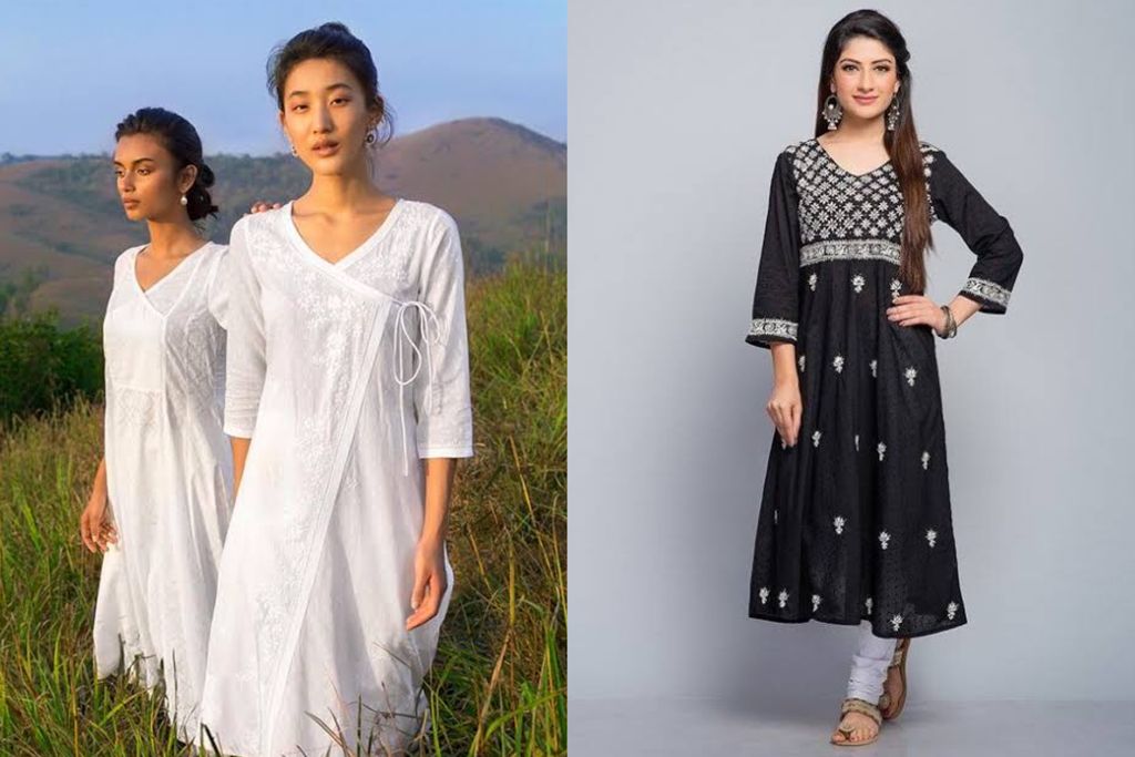 Buy Fabindia Women Cambric Chikankari Slim Fit Long Kurta CottonS White at  Amazonin