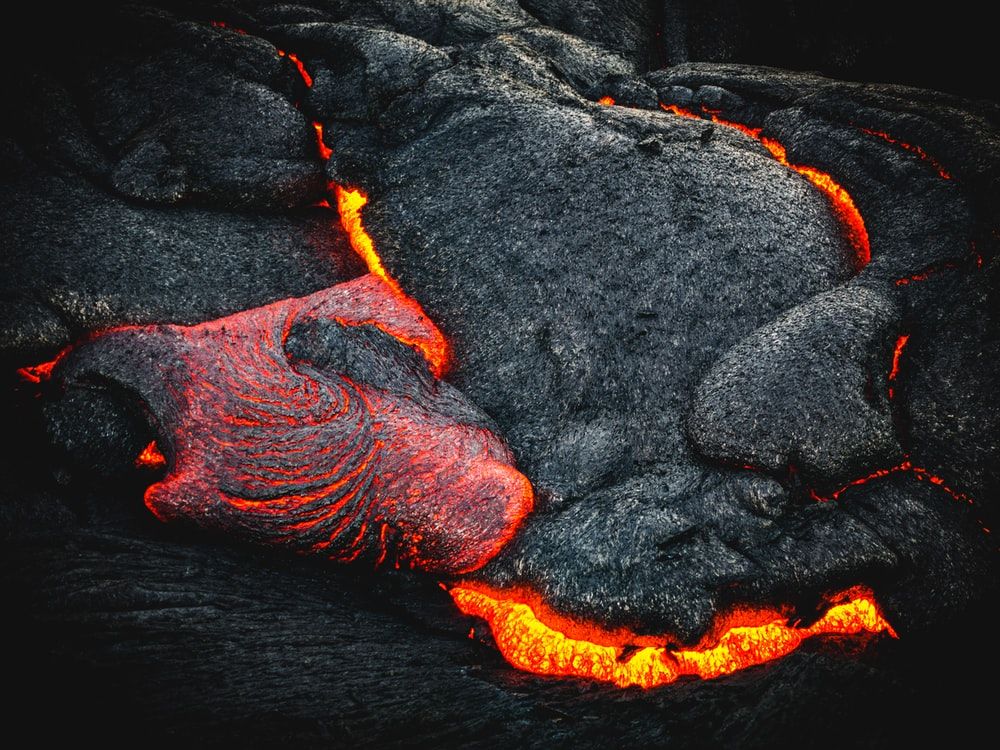 black and orange lava